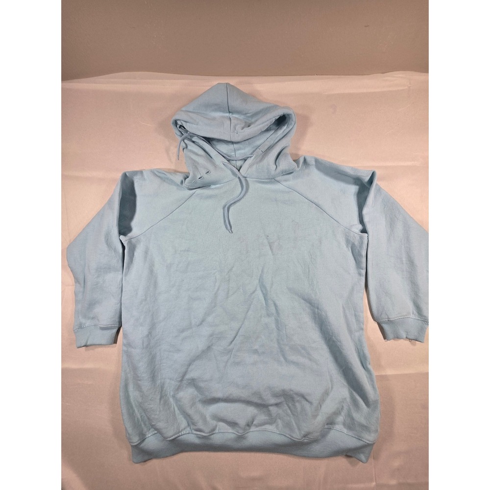 Ellos Light Blue Raglan Sleeve Pullover Hoodie Womens Size 14/16 Medium